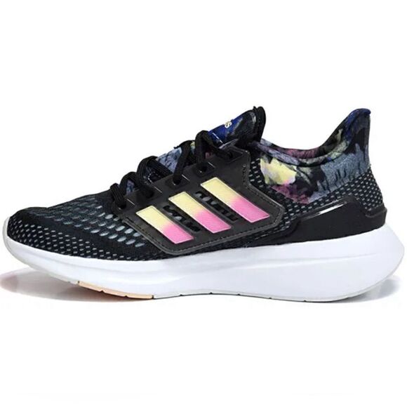 NIB WOMEN'S ADIDAS GX7320 EQ21 RUN RUNNING BLACK/WHITE/PINK STYLISH - Picture 2 of 5